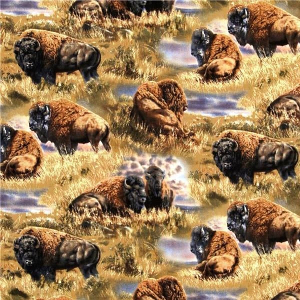Bison Range Scenic Cotton Fabric