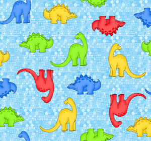 Dinosaurs Blue Flannel Fabric