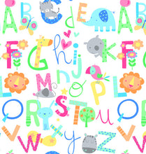 Load image into Gallery viewer, Handmade Blanket, Burp Rag/ Security Blanket, and Bib Alphabets and Animals White
