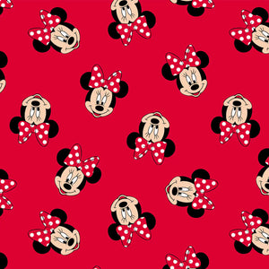 Minnie Mouse Head Toss Red Cotton Fabric