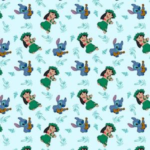 Blue & Green Lilo & Stitch Vacation Icon Cotton Fabric