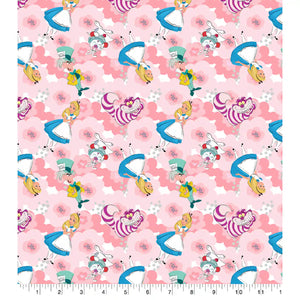 Alice in Wonderland Pink Cotton Fabric