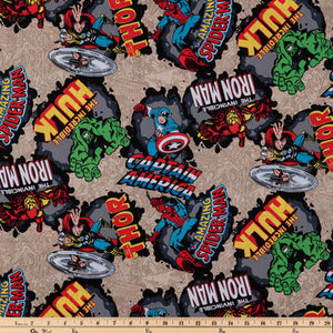 Avengers Marvel Comic Burst Cotton Calico Fabric