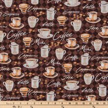 Load image into Gallery viewer, Coffee Print Cotton Calico Fabric
