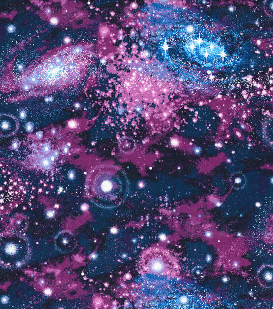 Galaxy Purple Glitter Cotton Fabric