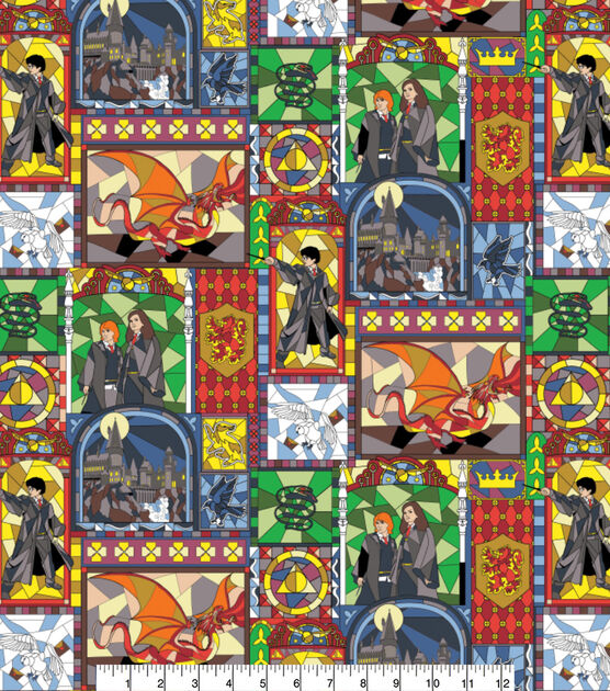 Harry Potter Stained Glass Windows Cotton Fabric