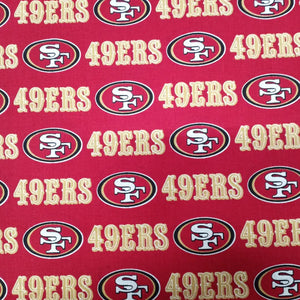 NFL Football San Francisco 49ers Logos Red Cotton Fabric Precut