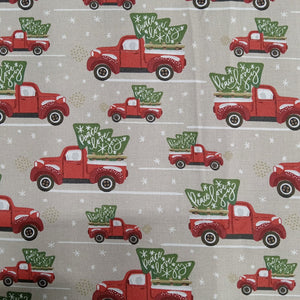 Farm Trucks Cotton Fabric
