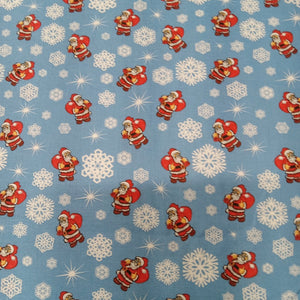 Santa With Snowflakes Cotton Fabric