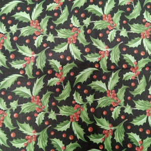 Mistletoe Black Cotton Fabric