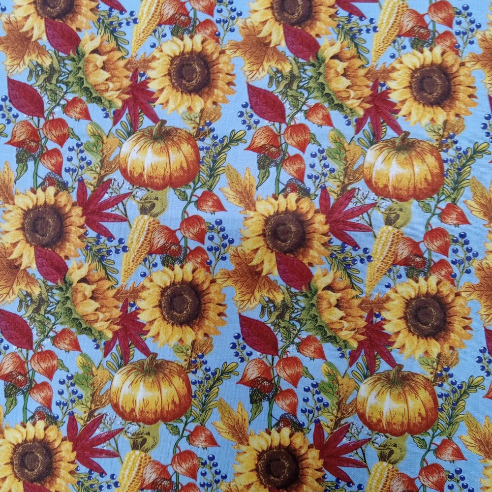 Autumn Sunflowers Cotton Fabric