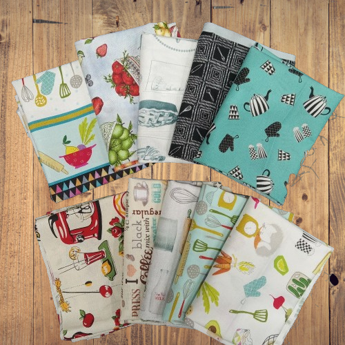 Assorted Kitchen Theme Cotton - 1/2 Yard Cuts -  10 Prints- Fabric Bundle