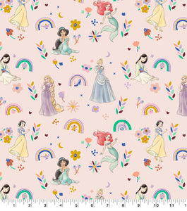 Disney Princess Sketch Icon Pink Cotton Fabric - FAT QUARTER (18"x21") Precut