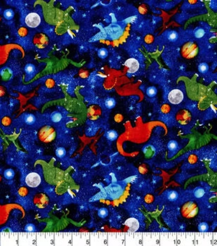 Dinos In Space Cotton Fabric