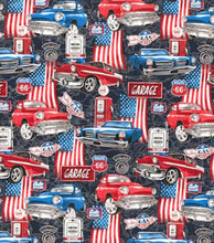 Load image into Gallery viewer, Handmade Placemat Or Table Runner Car Travel Americana on Black Novelty
