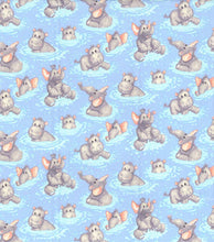 Load image into Gallery viewer, Handmade Placemat Or Table Runner Hippo Babies Playing In Water Nursery
