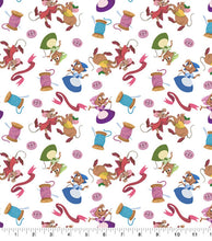 Load image into Gallery viewer, Cinderella Princess Mice and Findings Cotton Fabric
