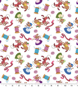 Cinderella Princess Mice and Findings Cotton Fabric
