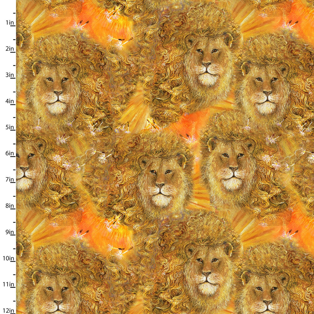 World of Wonder Lion Gold Cotton Fabric