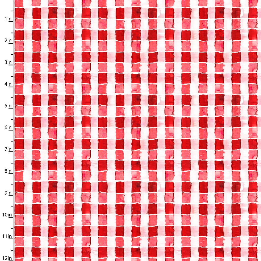 Welcome to the Funny Farm Gingham Red Cotton Fabric