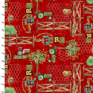 Welcome to the Funny Farm Tractors Cotton Fabric