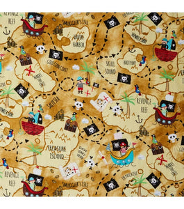 Pirate Map Cotton Fabric