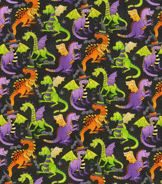 Halloween Dragons Cotton Fabric