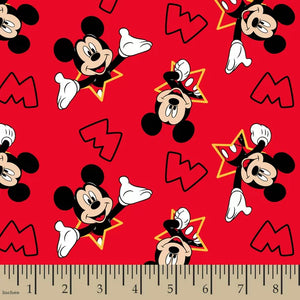 Mickey and Stars Cotton Fabric - 1 Yard Precut