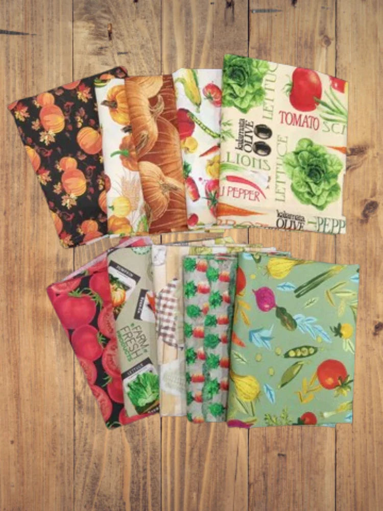 10 Half Yards  - Assorted Veggies Theme Prints Half Yard Bundle