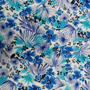 Floral Patterns Blue and White Cotton Fabric