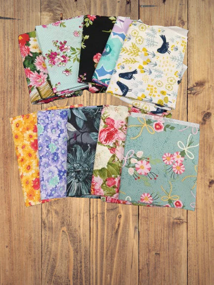 Assorted Flowers with Animals Cotton Fabric - 1 lb Scrap Bundle