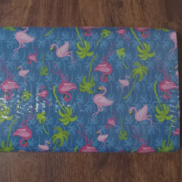 Flamingos on Blue Cotton Fabric by the Bolt