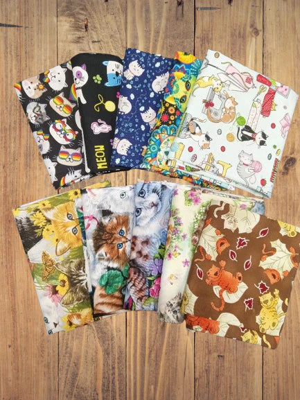 Assorted Cats and Kittens Fabric - 1 lb Scrap Bundle