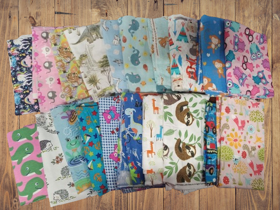 10 Fat Quarters - Assorted Children's Flannel Fat Quarter Bundle