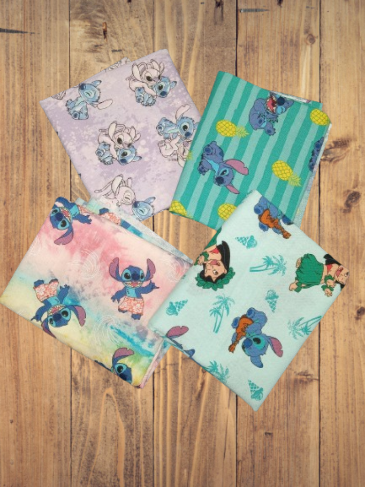 4 Fat Quarters - Assorted Lilo & Stitch Fat Quarter Cotton Bundle