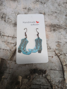 Handmade with Love - Natural Wood Boots Earrings