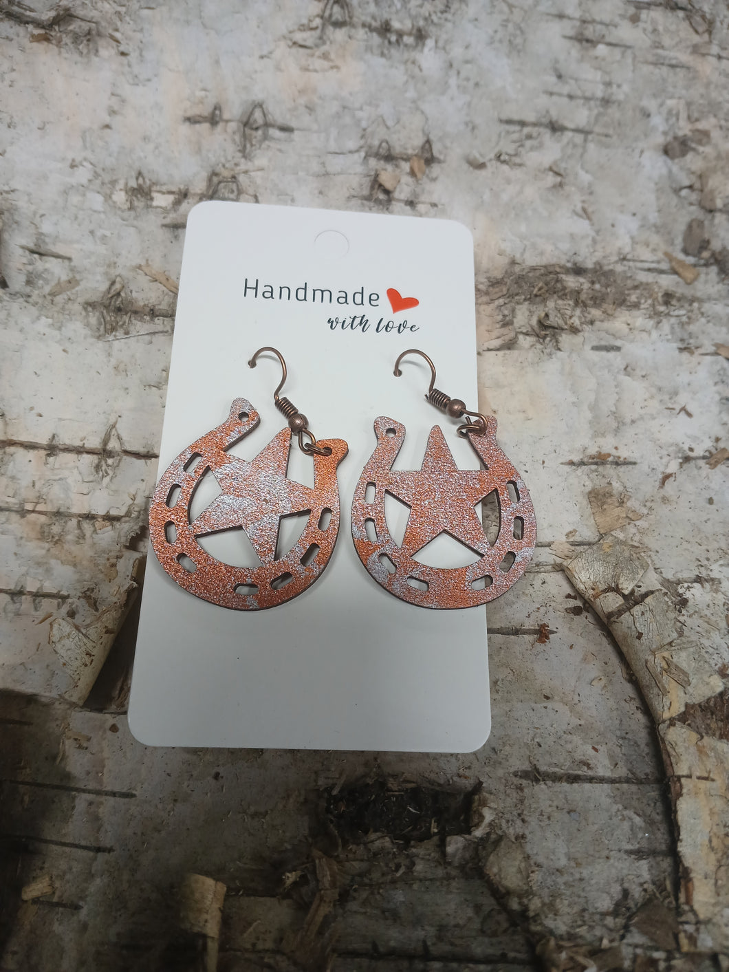 Handmade with Love - Natural Wood Horseshoes Earrings