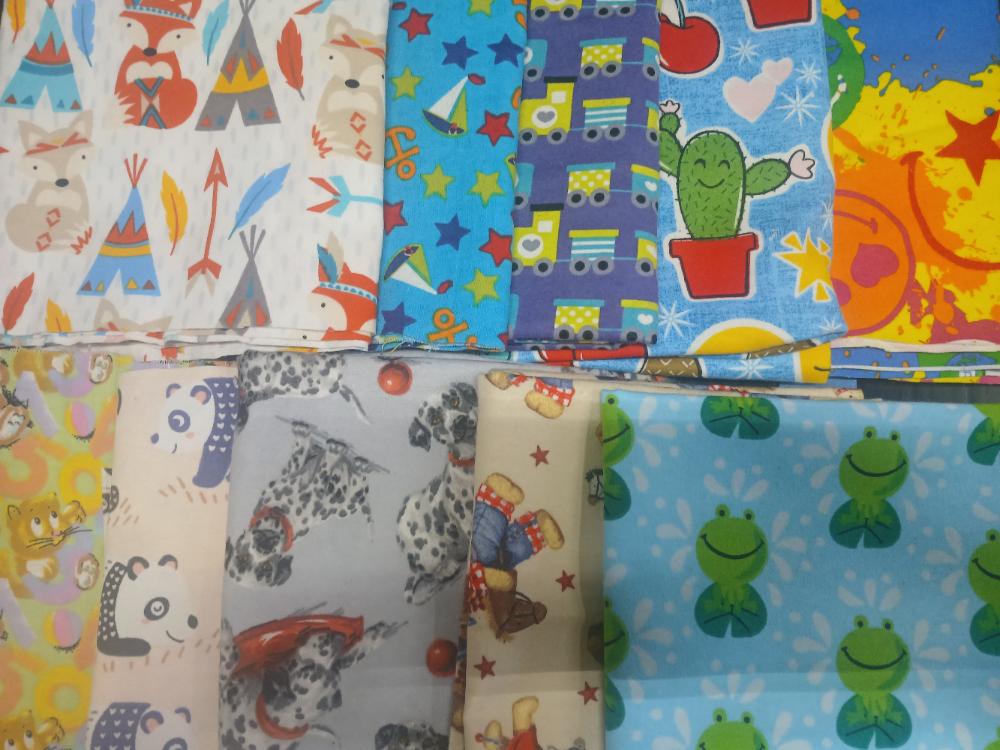 Assorted Children's Flannel - 1/2 Yard Cuts -  10 Prints- Fabric Bundle