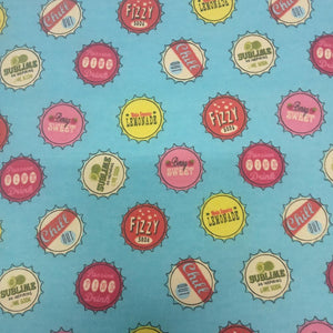 Bottle Caps Flannel Fabric