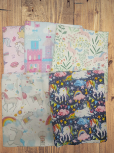 Assorted Unicorn Flannel - 1/2 Yard Cuts -  5 Prints- Fabric Bundle