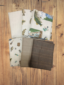 6 Fat Quarters -  Assorted Wake At The Lake Tan Fat Quarter Bundle