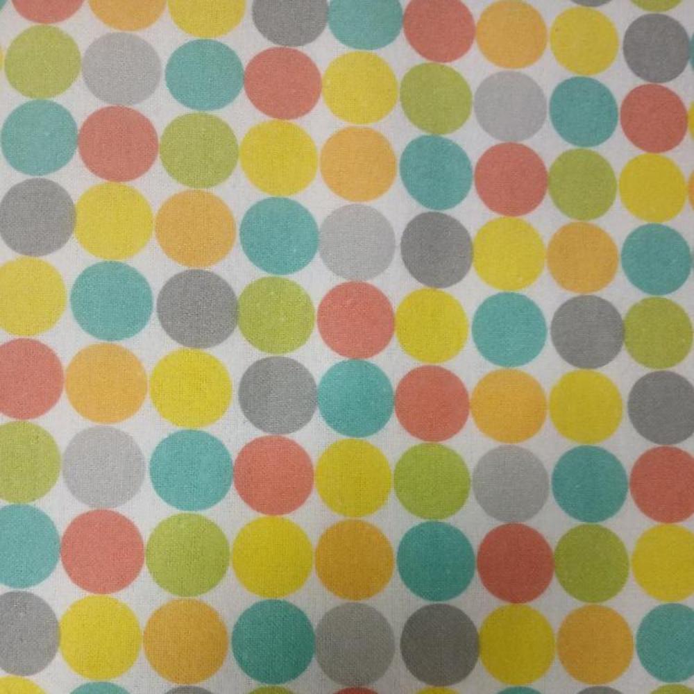 Colored Dots on White Background Flannel Fabric