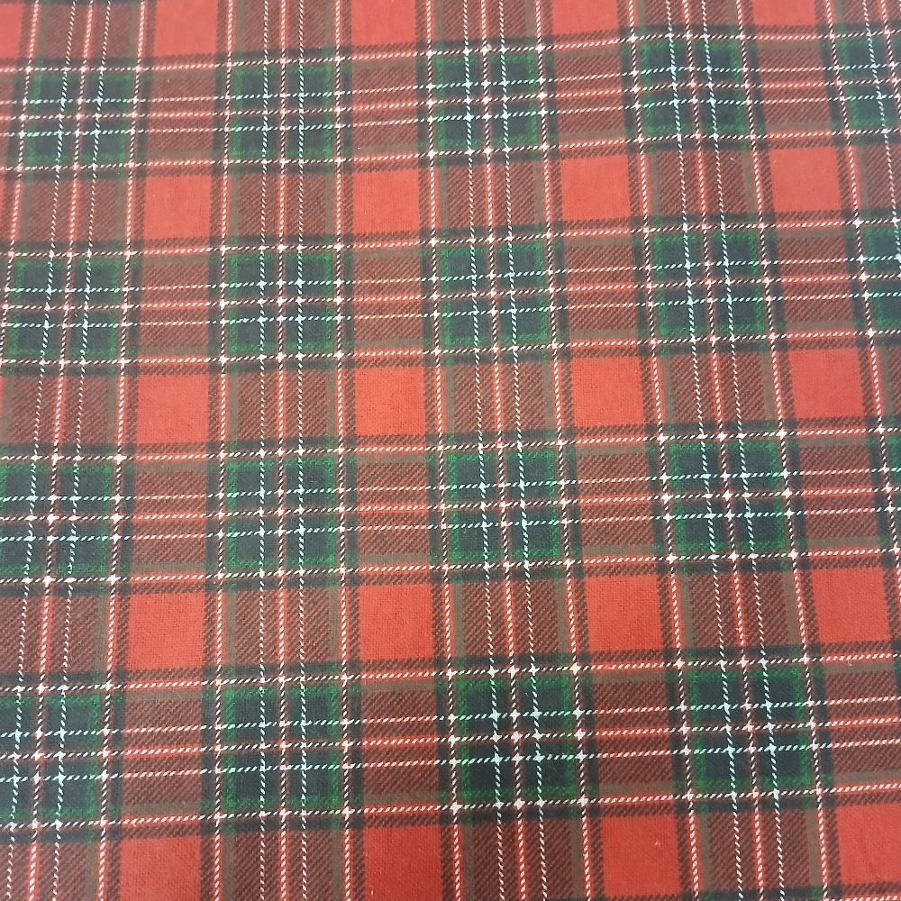 Red and Green Plaid Flannel Fabric