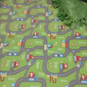 Handmade Double Layer Fleece Blanket with Matching Pillowcase "Construction "