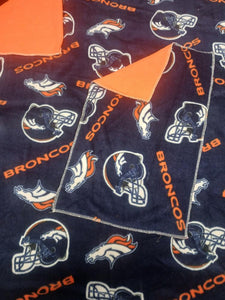 Handmade Double Layer Toddler Travel Blanket Set "Broncos "