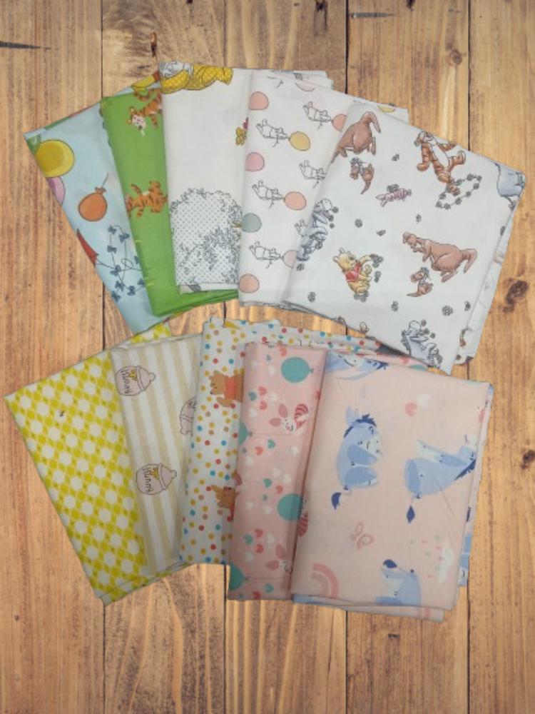 10 Fat Quarters - Assorted Pooh and Friends Fat Quarter Bundle