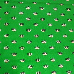 PowerPuff Girls - Buttercup Face Green Cotton Fabric