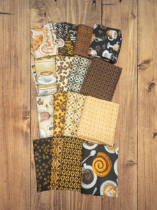 Assorted For the Love of Coffee Cotton - 1/2 Yard Cuts -  10 Prints- Fabric Bundle