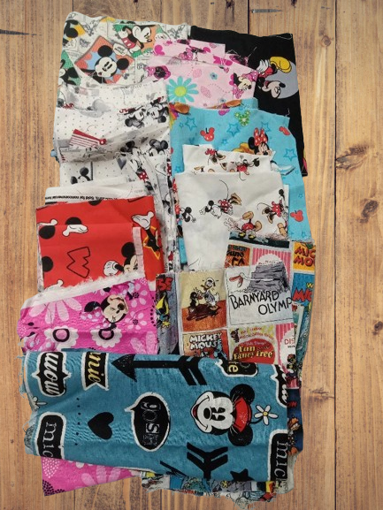 Assorted Mickey Minnie and Friends Fabric - 1 lb Scrap Bundle