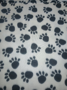 White & Black Paw Print Anti-Pill Fleece Fabric